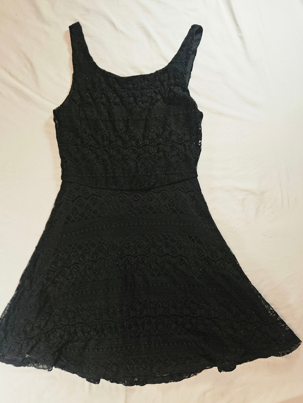 Wet Seal Juniors Black Scoopneck Sleeveless Lace Overlay Short Tank Dress Sz S